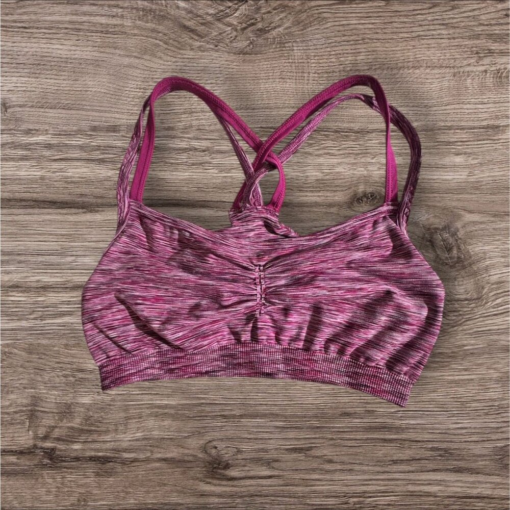 ATHLETA Namaste Raspberry Seamless‎ Activewear Performance Bra Large *NO PADS*